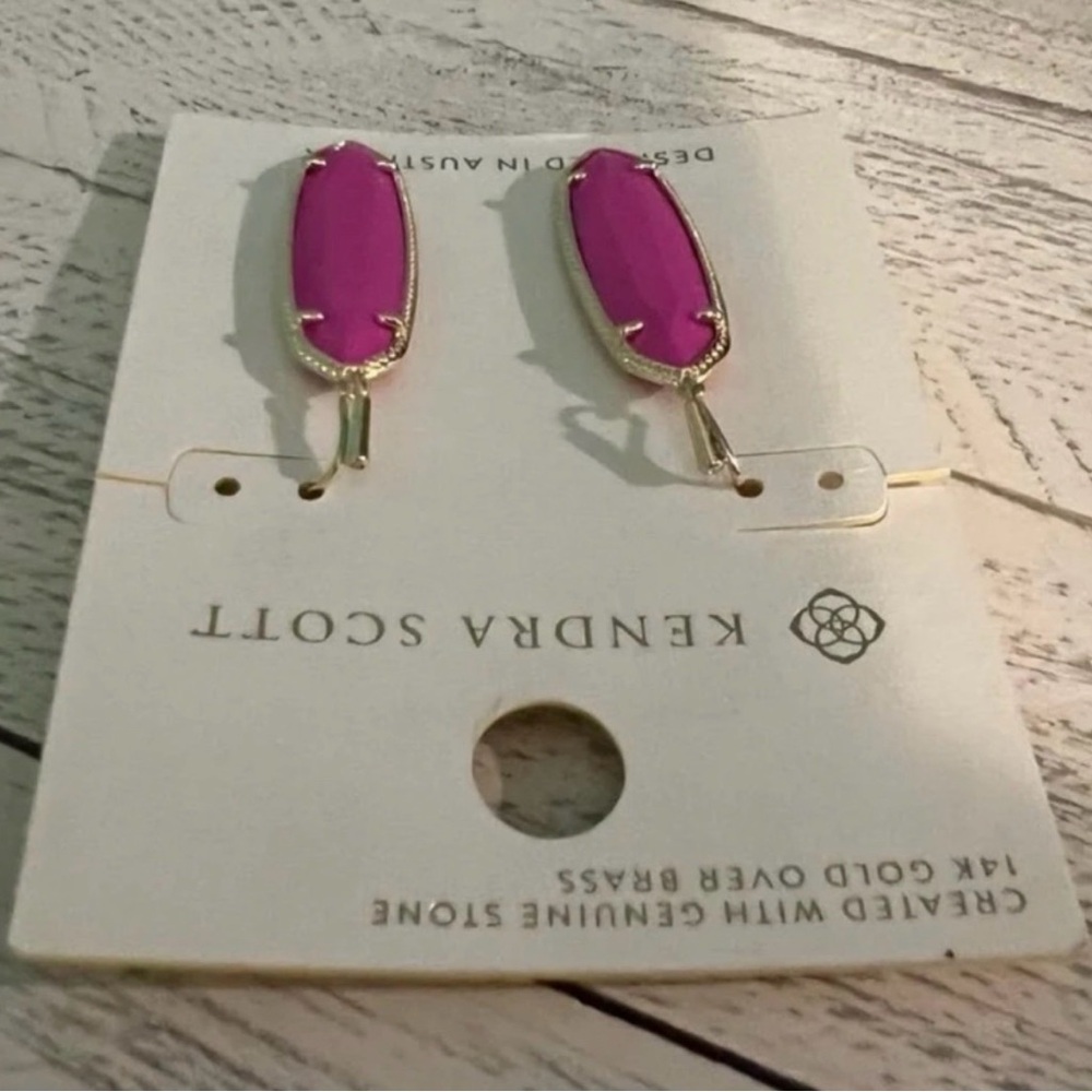 Kendra Scott Gold and Magenta Drop earrings new with tag - Picture 2 of 4
